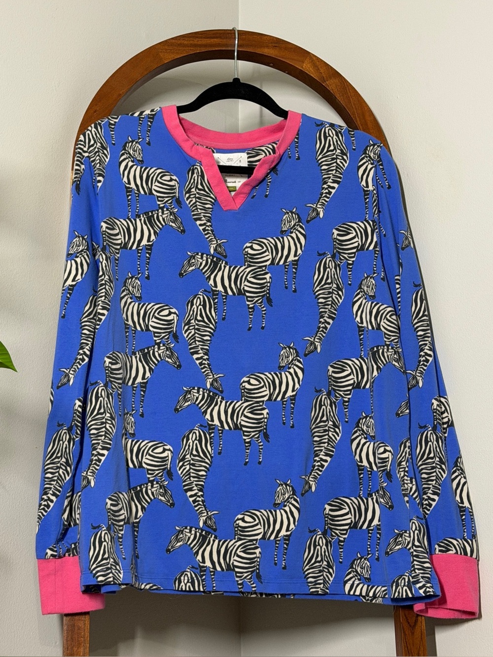 Anorak XXL Blue Zebra Print Long Sleeve Pajama Set - Picture 2 of 12